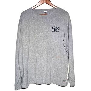 Roots Athletics Canada Long Sleeve Gray T Shirt Embroidered Logo Men's L
